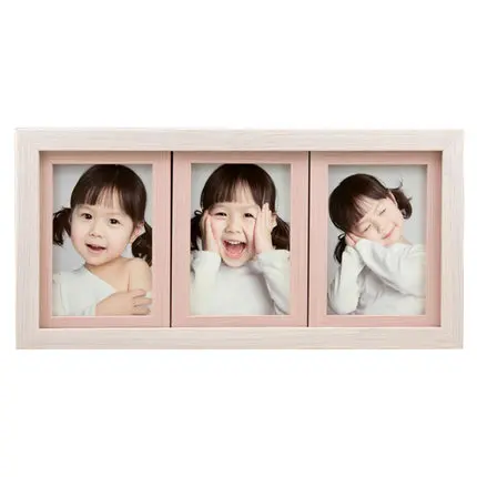 Three-frame 5 inch 6 inch 7 inch children's Siamese photo frame wood grain baby photo combination wall hanging Korean version of