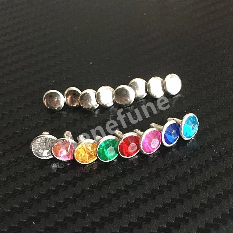 100pcs 8MM 8 colors Rhinestone Rivets Jeans Bags Shoes Craft Decorative Spikes and Studs Nails Accessories for DIY Leather Decor