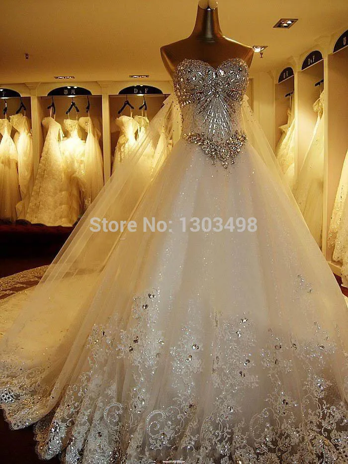 Hot Sales Luxurious Lace Crystals Wedding Dress Bridal Gown vintage wedding gowns Made In China Custom Made Size