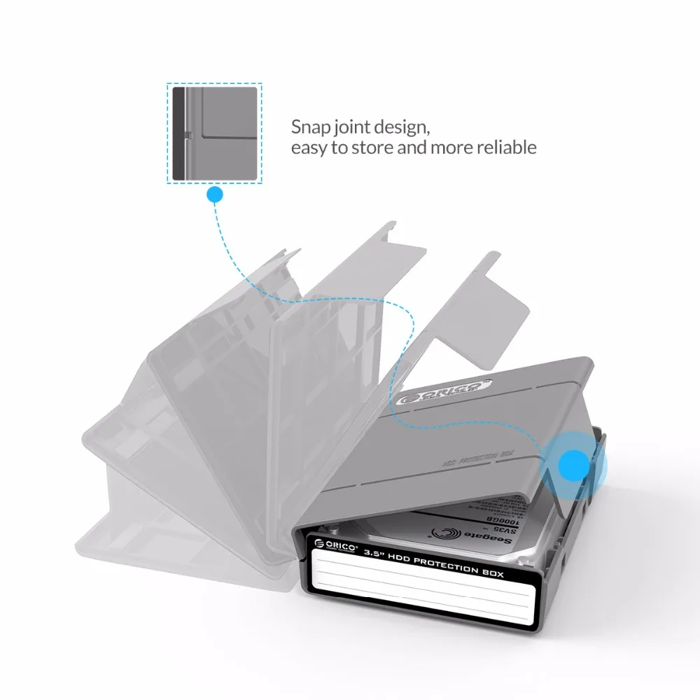 ORICO HDD ProtectIon Box Caja de almacenamiento externa de 3,5 pulgadas para HDD SSD con diseño de etiqueta a prueba de humedad