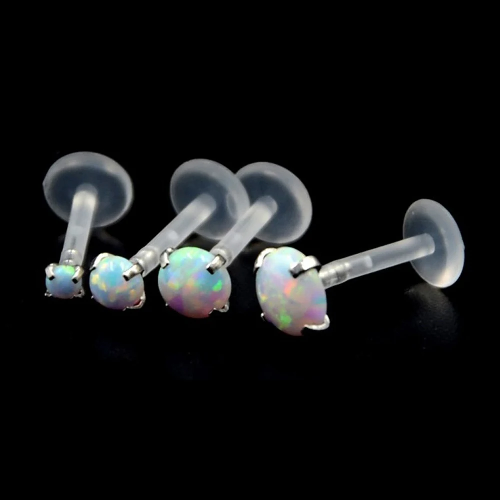 1Piece Fashion Round Zircon CZ 316l Steel&PTFE Labret Lip Bar Ring Piercing Ear Cartilage Tragus Sexy Girl Jewelry 16g