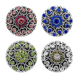 New KZ3070 Beauty Charm Colorful Hearts Flowers rhinestone 18MM Metal snap buttons for DIY snap jewelry wholesale