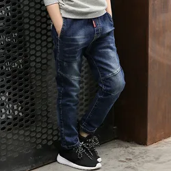 IENENS 4-11Y Fashion Children's Jeans Boy Denim Trousers Kids Clothes Baby Boys Elastic Waist Pants Slim Jeans For Boy