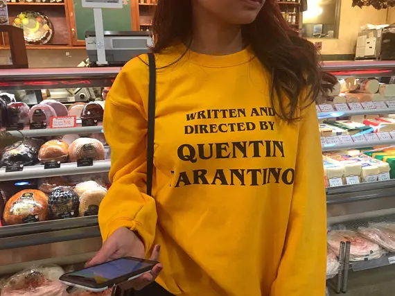 

Written and directed quentin Tarantino Sweatshirt Spring Tops Casual High Quality Cotton Yellow Jumper Tarantino Grunge Crewneck