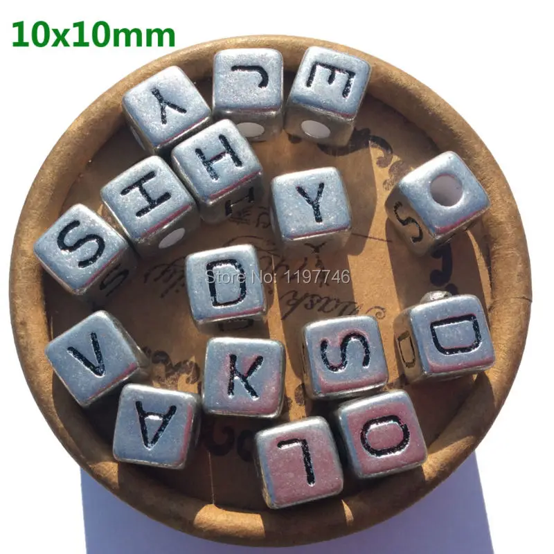 

Silver Plated Mix Cube Letter Alphabet 10mm Beads 2019 Latest Jewelry Findings Charms DIY Necklace Making For Kids Women 550pcs