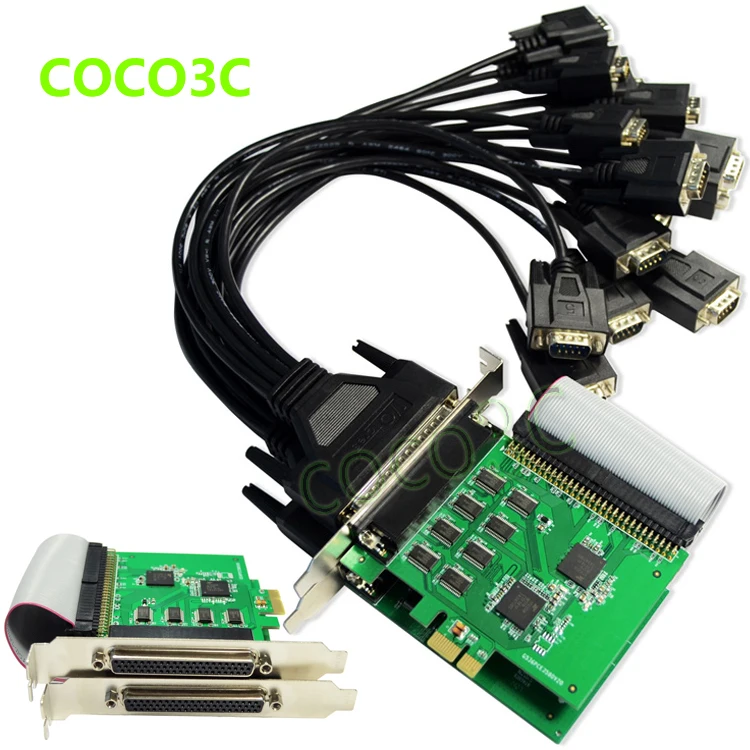 16 Ports Serial PCI Express card + 2 fan out cable PCI-e to multi RS232 DB9 Ports converter Industrial I/O card