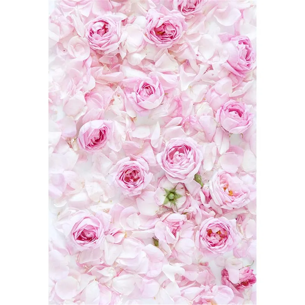 

Pink Roses Petals Baby Shower Backdrop Vinyl New Born Photography Props Children Girls Floral Photo Shoot Background for Studio