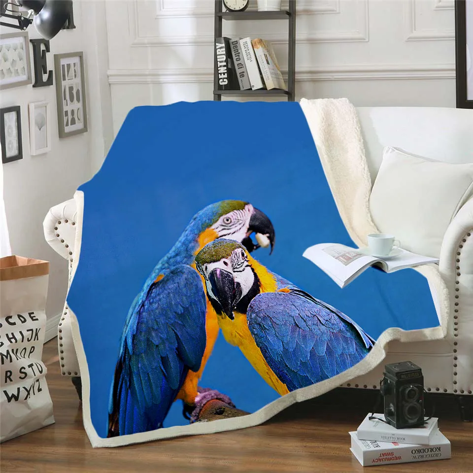 Plstar Cosmos colorful Parrot brid Blanket 3D print Sherpa Blanket on Bed Kids Girl Flower Home Textiles Dreamlike style-11