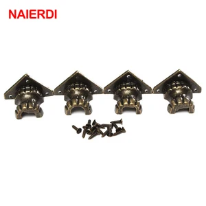 Naierdi Bronze old leg for furniture, decorative support, cabinet protector, jewelry feet, wooden box, corner, hardware, 4pcs 8 Main Sales Feet for Retro Furniture - №2