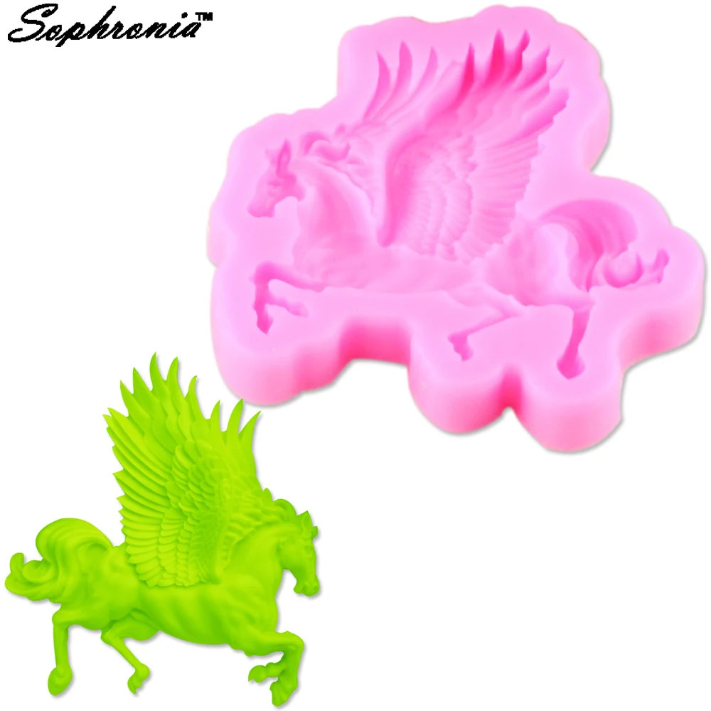 3D Flying Horse Molds Silicone For Chocolate Ice Gelatin Baking Cookies Lollipop Jelly Bakeware Baby Shower Ramadan Decoration