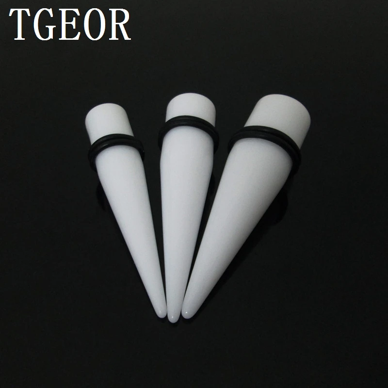 

wholesale Fashion Charm 60pcs mixed 3 gauges big size ear expander solid color UV acrylic white straight ear taper Hot