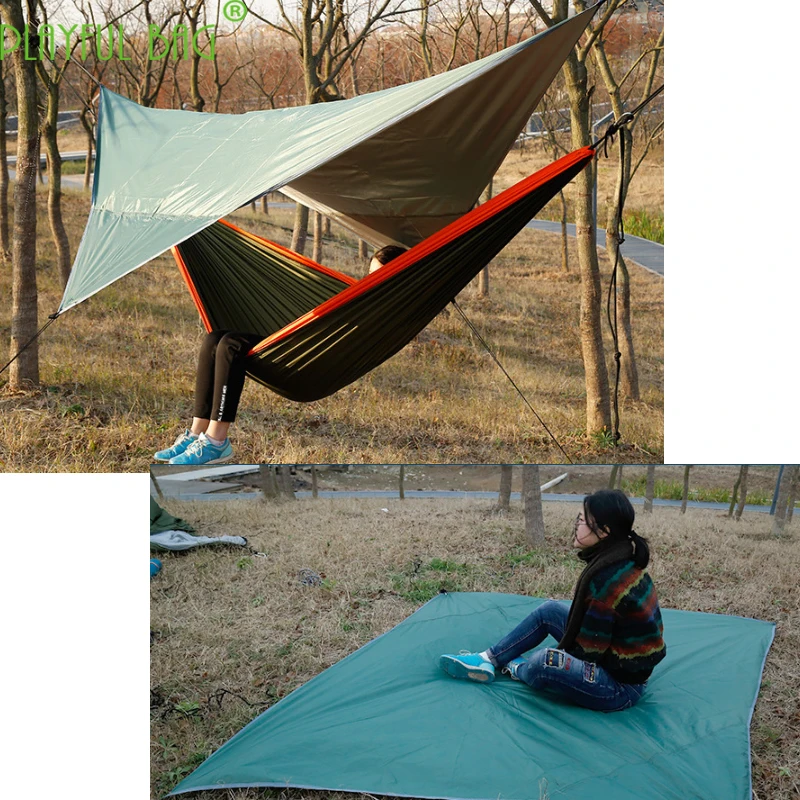 Outdoor waterproof single person lattice Oxford Cloth hammock canopy double-sided high-quality sunshade awning cloth ZI05