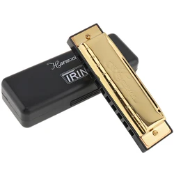 IRIN Professional Harmonica 10 Holes 20 Tone Key of C Gold Color Blues Jazz Rock Folk Music Musical Instrument Diatonic Harp