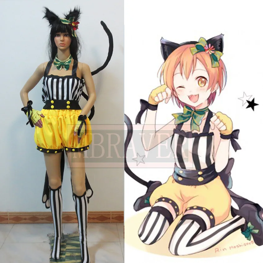 

Бесплатная доставка, Love Live School Idol Paradise Rin Hoshizora косплей девушки-кошки костюм