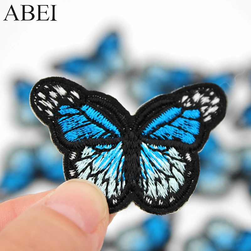 10pcs/lot Embroidered Butterfly Patches Iron Bags Stickers Diy women girl dress appliques Handmade sewing garment accessories