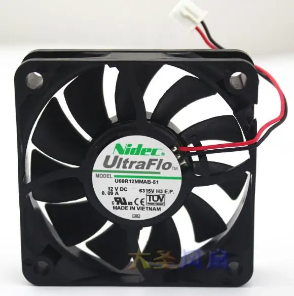 

Original Nidec U60R12MMAB-51 12V 0.09A 60*60*15mm 2 line cooling fan