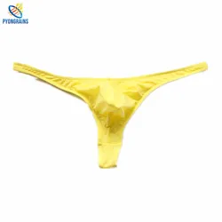 2016 Men Sexy Jockstrap Gay Thongs Fashion G Strings Men's Low Waist Underwear Smooth Ice Silk Nylon Thong Gay Men Underwear