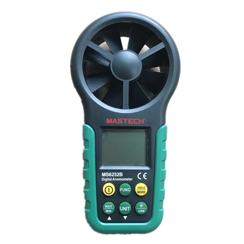 

MASTECH MS6252B Digital Anemometer Wind Speed Meter Air Flow Tester Meter Volume Ambient Temperature Humidity With USB Interface