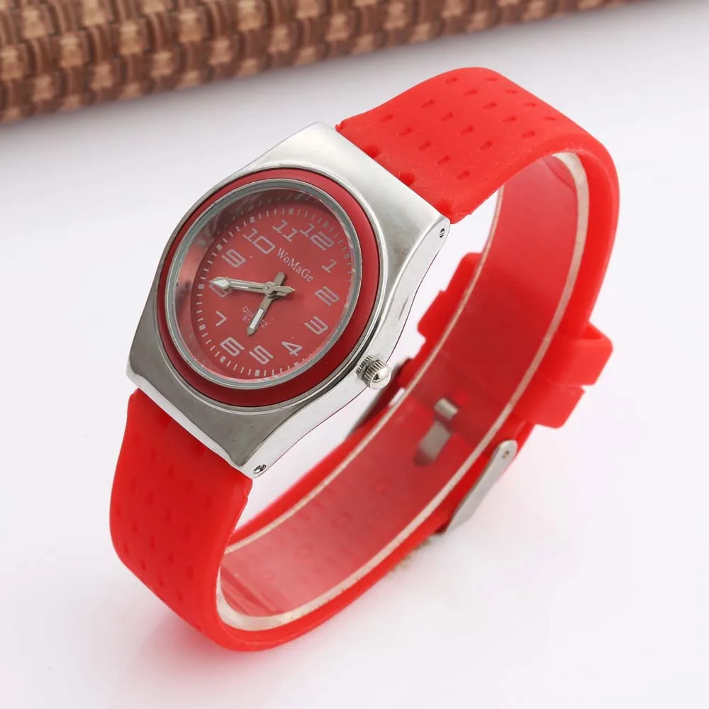 WOMAGE – montre-bracelet en Silicone pour femmes et filles, à Quartz, sport, tendance