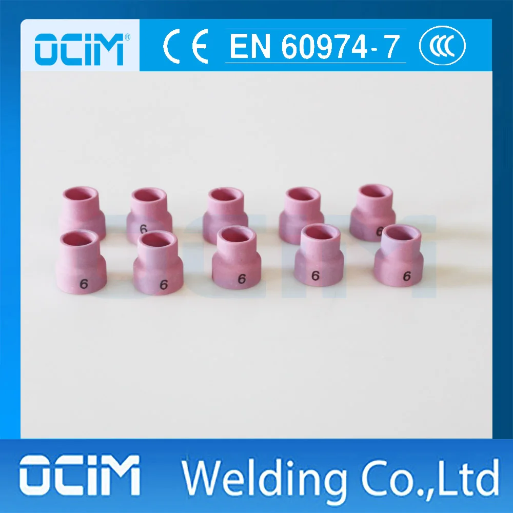 10PCS TIG Welding Torch Accessories  Alumina Ceramic Cup 53N27 6#,Fit WP SR PTA DB 24 Series