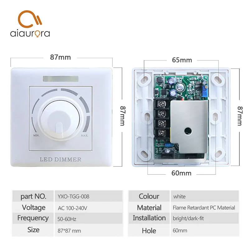 AC COB LED grow Chip thyristor dimmer 200W infrared remote dimmer switch trailing edge phase Driverless LED down light dimmer