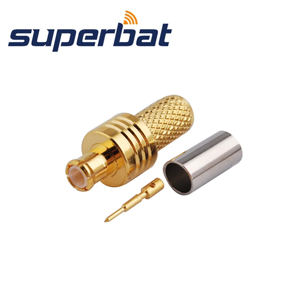 Superbat 10Pcs Mcx Crimp Mannelijke Rf Coaxiale Connector Voor Kabel LMR195 RG58 RG142