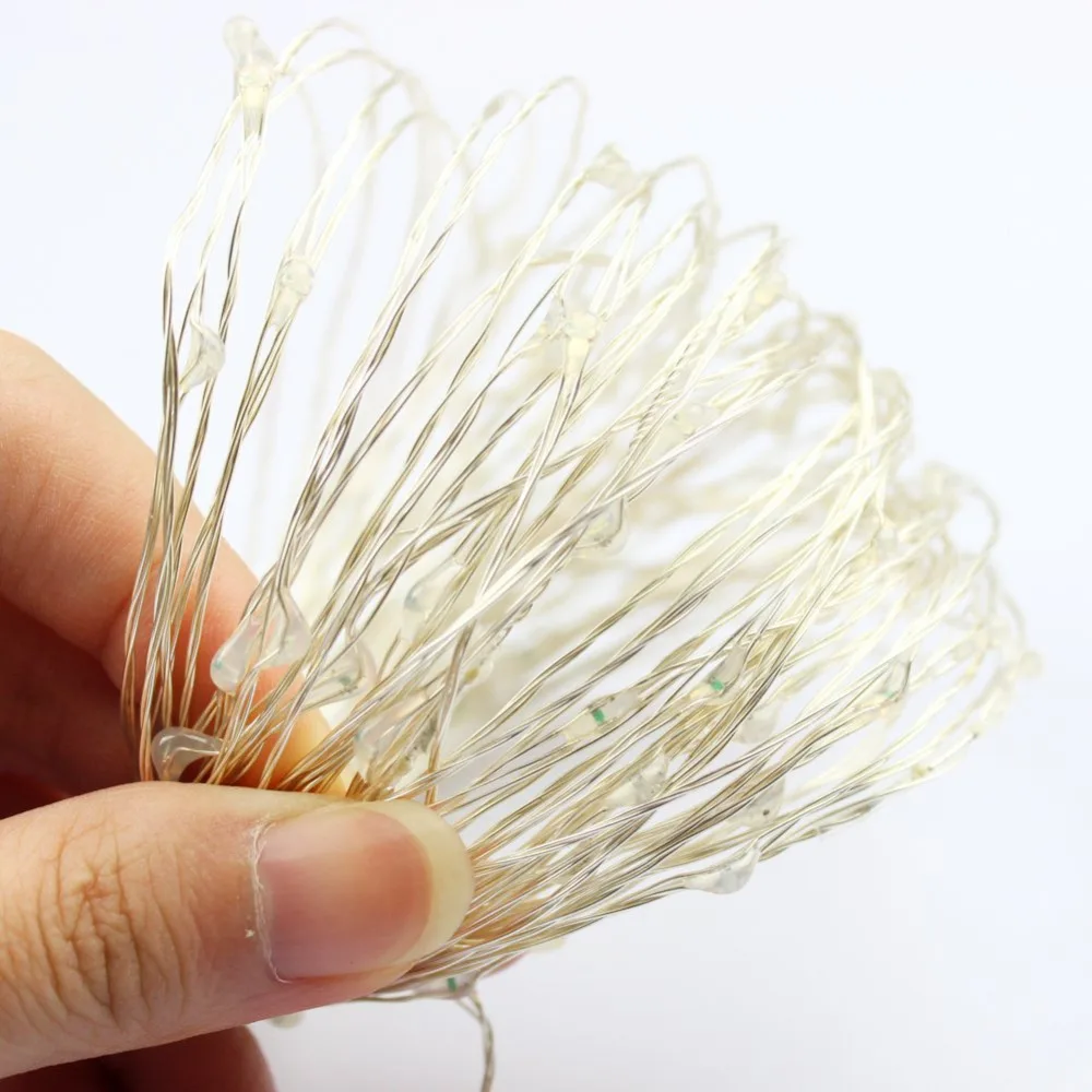 20 متر/30 متر Led سلسلة مقاوم للماء مرنة الفضة الأسلاك النحاسية لعيد الميلاد الطرف الديكور الباحة حديقة في الهواء الطلق مع محول DC12V #4