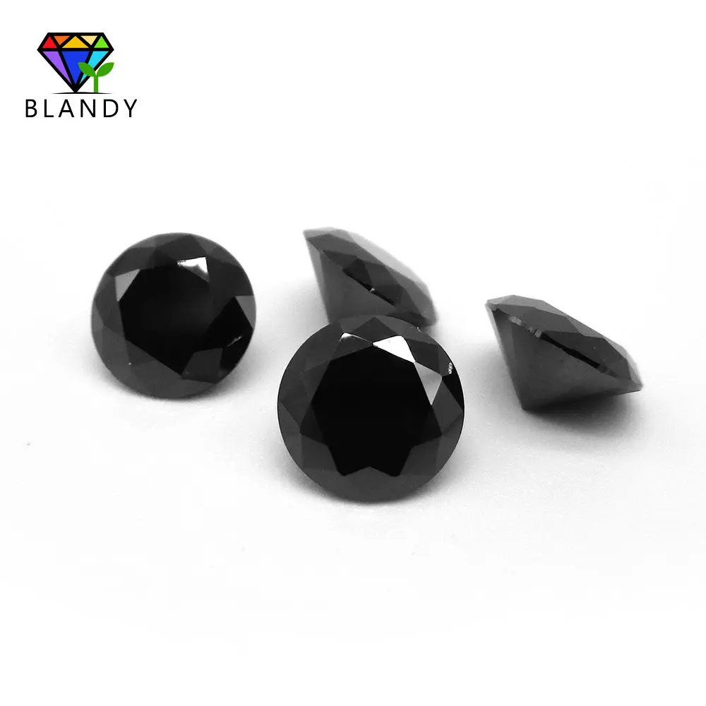 1.0~2.5mm 5A Quality CZ Stone Black Round Brilliant Cut Cubic Zirconia 100pcs Loose Stone Synthetic Gems For Jewelry