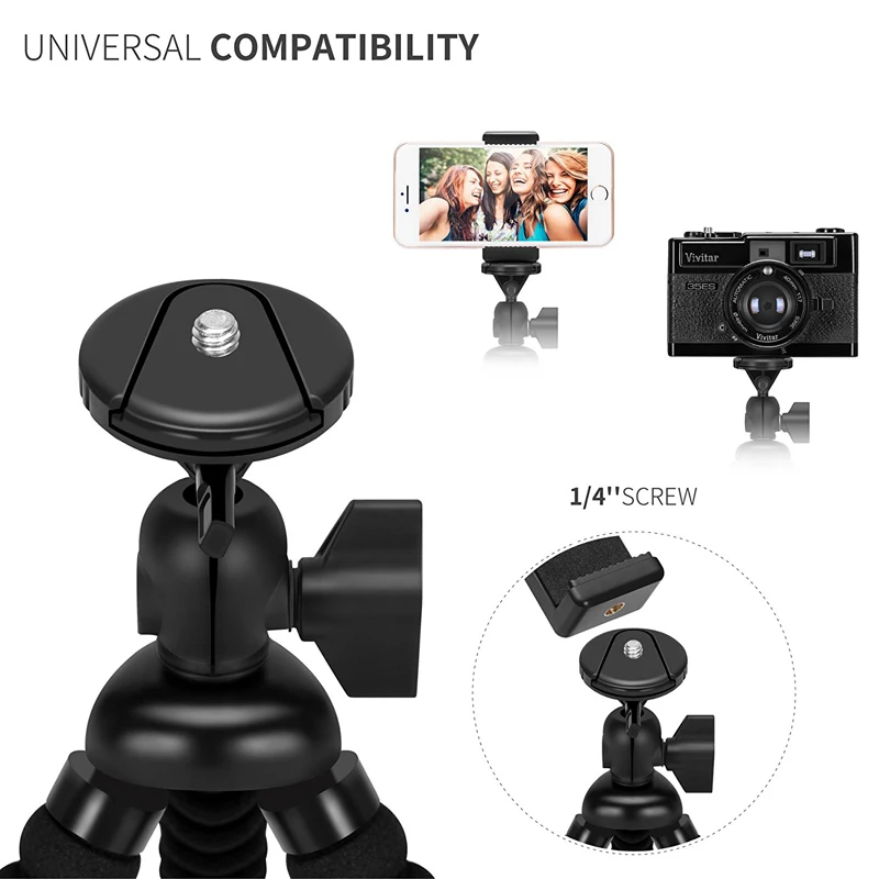 DUSZAKE-DB1 Camera Mini Tripé para Telefone, Phone Stand, Gorillapod para iPhone, Mobile