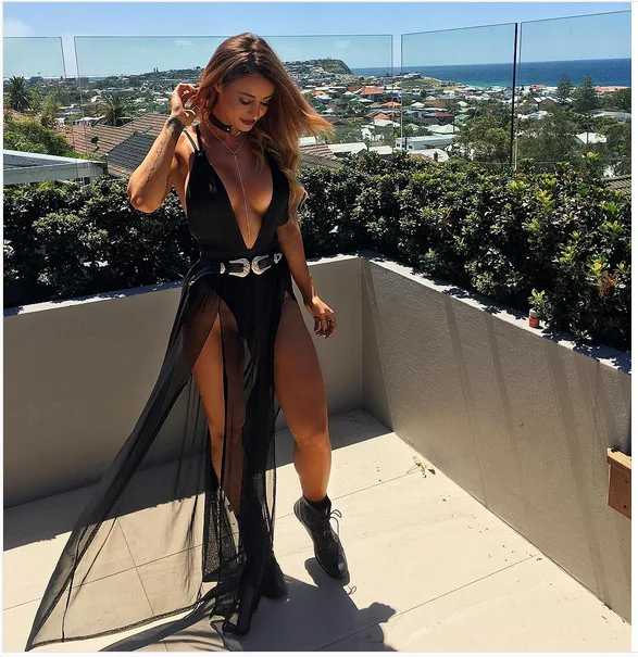 BKLD Sexy Swimsuit Cover Up Mesh Long Beach Skirt See Through High Waisted Boho Black Maxi Long Skirts Women Summer Skirts