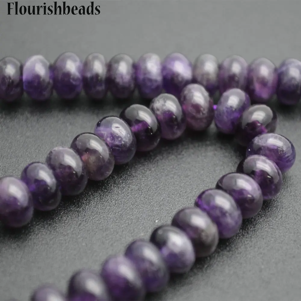 Wholesale High Quality Natural Amethyst 5x8mm Rondelle Shape Stone Spacer Loose Beads Jewelry Supplies