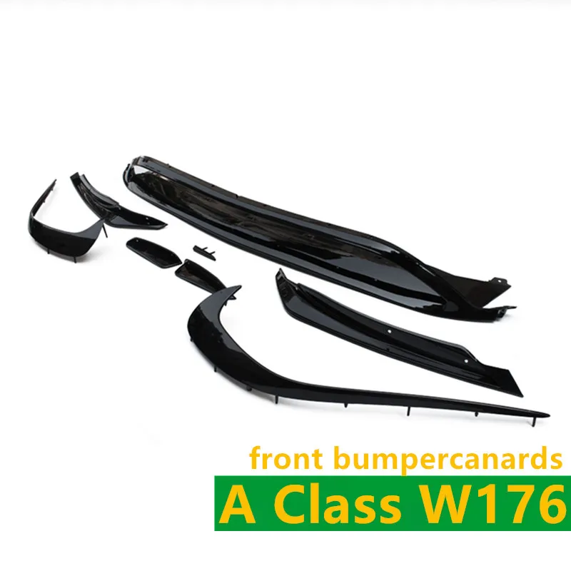 Carbon Fiber Rear Bumper Canards ABS Front Bumper Canards 8 Pieces/Set LCI A45 AMG Style for Mercedes A Class W176 LCI