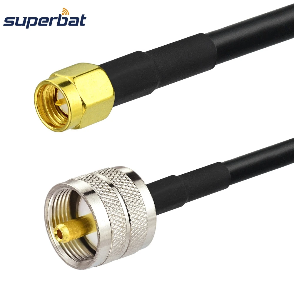 Superbat UHF PL259 SO239 Plug to SMA Male Connector Pigtail LMR195 Antenna Extension Cable 200cm for Wireless