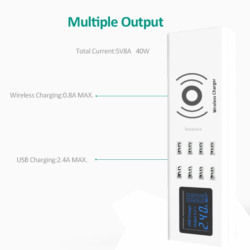 Imagem -02 - Ingmaya qi Estação de Carregamento Carregador Usb sem Fio Porto para Iphone x Samsung s9 Redmi mi Realme Pixel Adaptador de Energia do Telefone