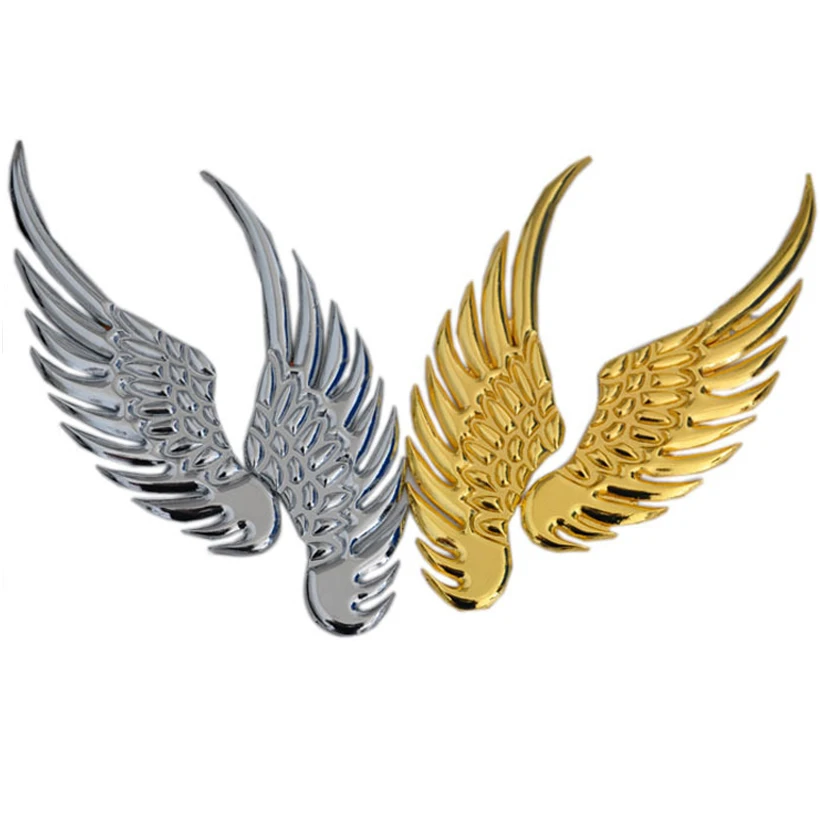 3D dimensional Alloy Metal car stickers Angel Hawk Wings Emblem Badge Decal Car Logo Sticker golden silver color optional 1pair