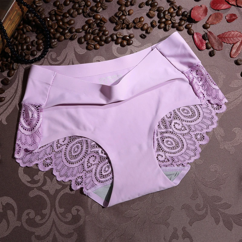 Mutandine da donna in seta di ghiaccio intimo Sexy pizzo all'uncinetto floreale mutandine senza cuciture slip traspiranti da donna in cotone con cavallo elastico