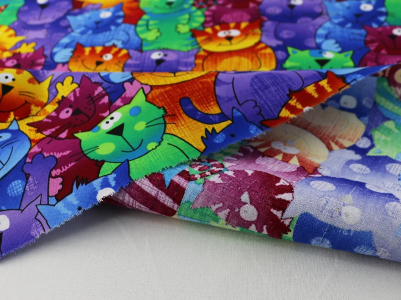 1 Meter x 1,1 Meter Cartoon-Katzen Patchwork-Nähstoff Digital Bedruckter Baumwollstoff – Detail 10