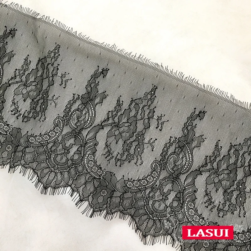 LASUI 0411 NEW 23 cm *300 cm=1 piece  DIY manual clothing accessories Black unilateral eyelashes thin lace trim