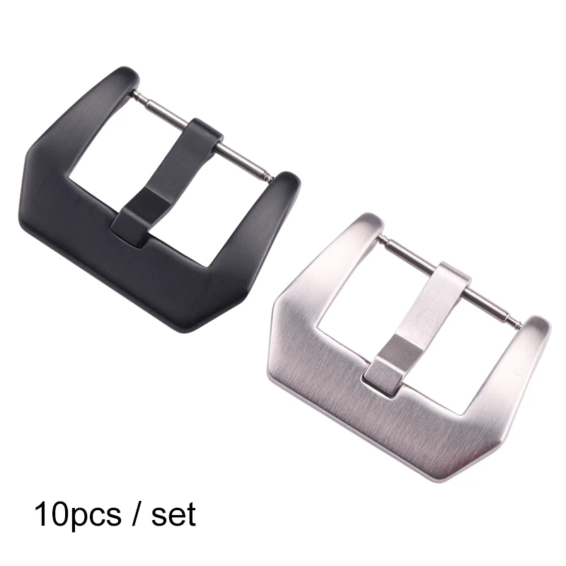 Wholesale 10pcs/Set 20mm 22mm 24mm Stainless Steel Watch Buckle Black Silver Watchband Strap Clasp Band Accessories - Image 2