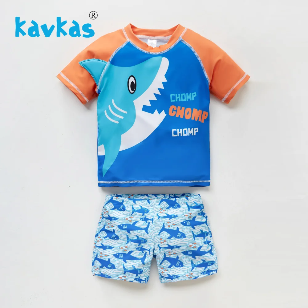 

Kavkas Kids Boys Rash Guar Set Shark Animals Cartoon Printed 12M-8Y Baby Boys Swimsuit Beach Wear Fish Pattern Bathing Suit Set