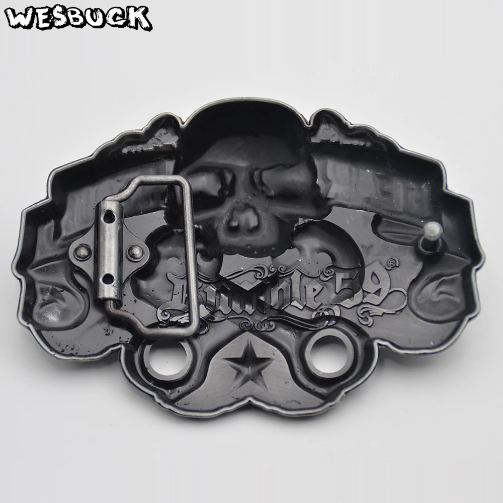 WesBuck Brand New Style High quality Skull men's Women Metal belt buckle With PU Belt Holiday gifts