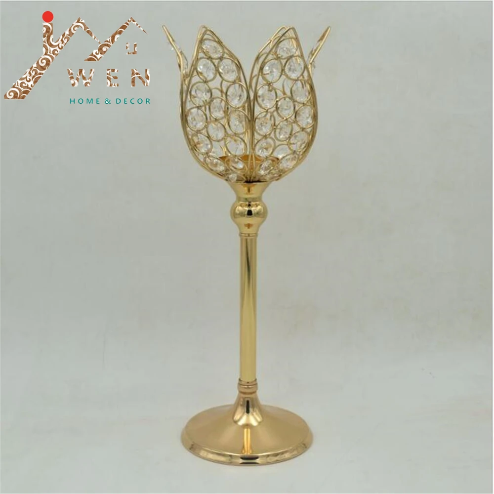 Classic lotus candle holder gold finish lotus wedding table candle holder event or party candle stand home decor 1 lot = 10 pcs