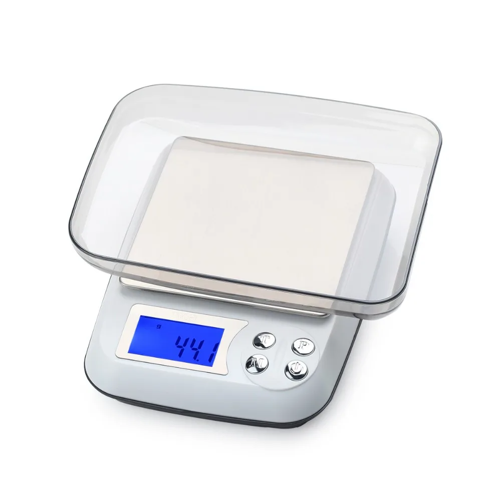 3000gx0.1g Electronic Household Kitchen Scales 3kg*1g LCD Big Digital Table Counting Bench Scale Weighing Balance Grams+6 Units