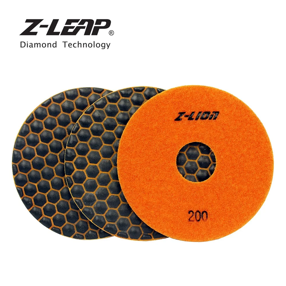 

Z-LEAP 3PCS 5" Diamond Flexible Dry Polishing Pads Top Quality Sanding Disk For Granite Marble Terrazzo Glass Tile