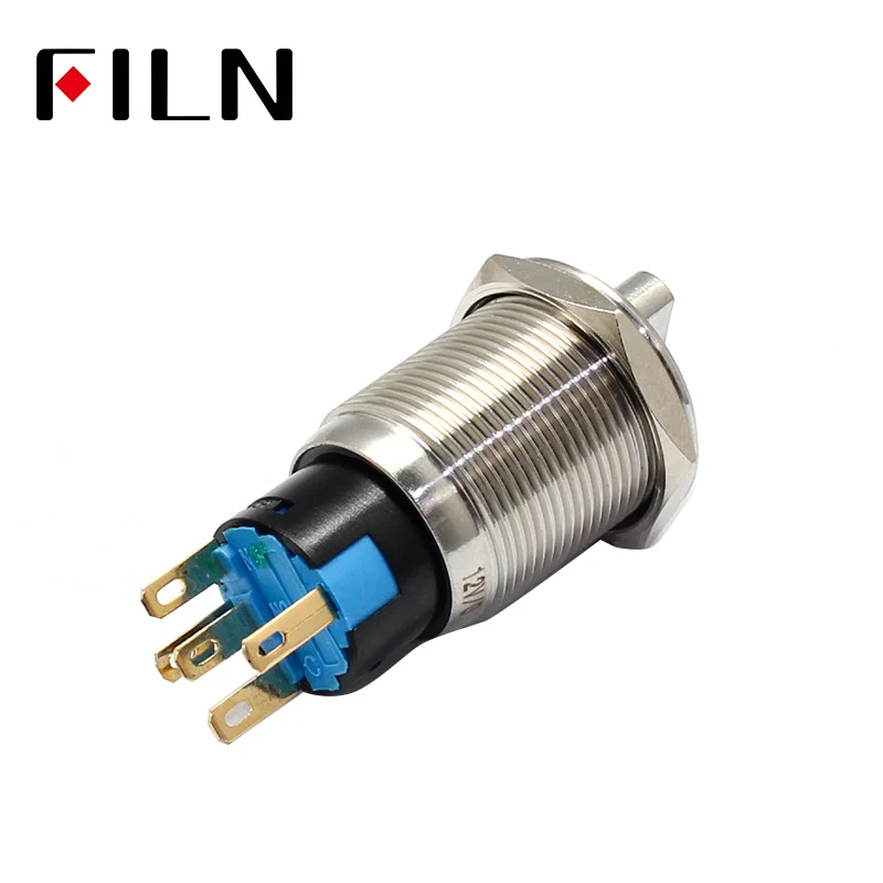 19mm 2 3 position selector rotary switch push button switch dpdt latching on off 12v led illuminated