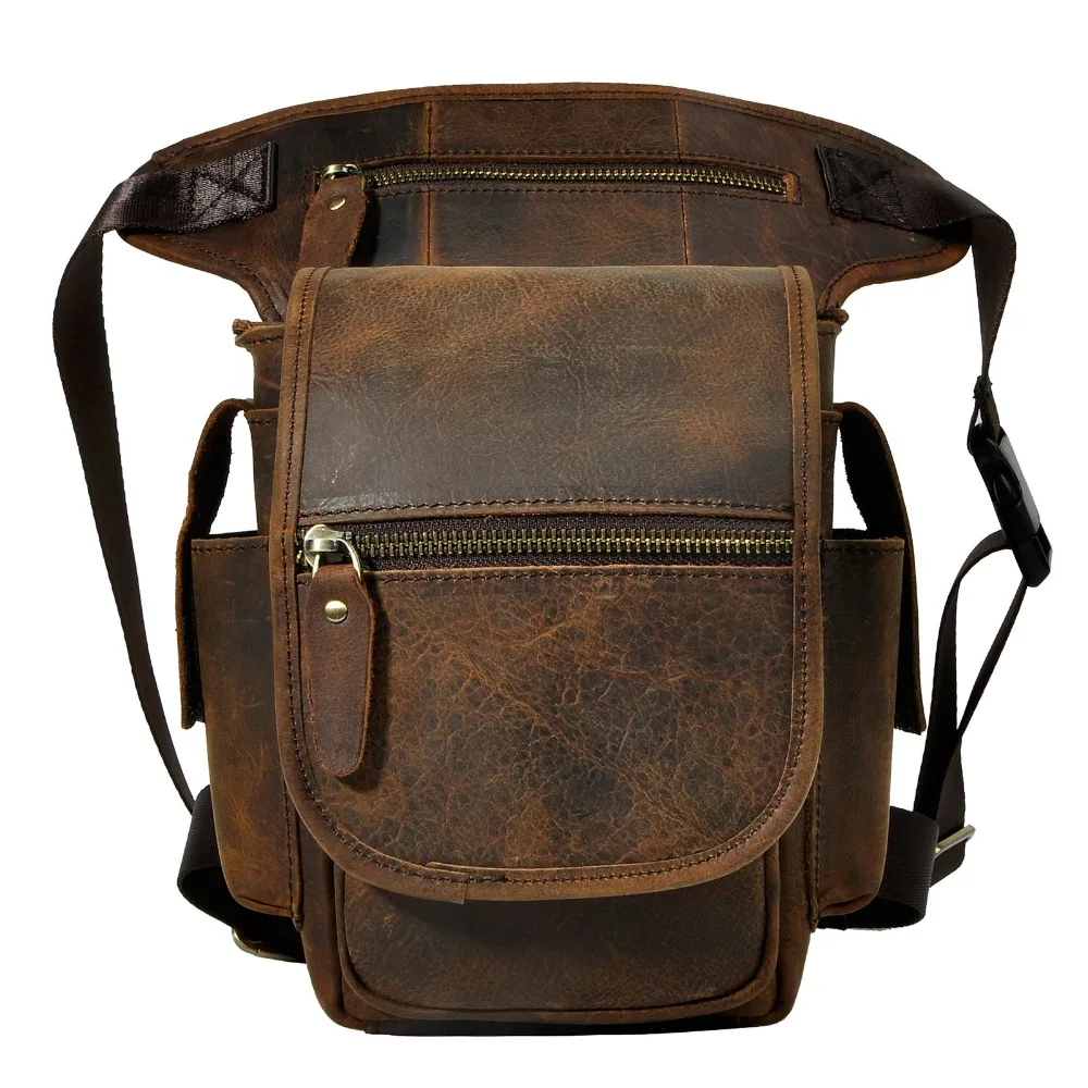 Leather Design Men Multi Function Messenger Satchel Mochila Bag Fashion Organizer Fanny Waist Belt Pack Drop Leg Bag 3110-d