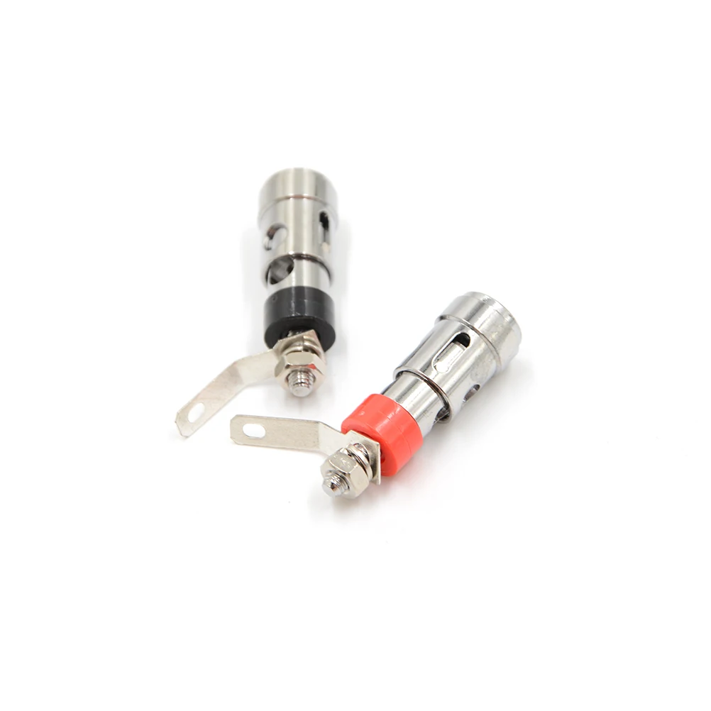 2PCS Red+ Black Audio Terminal Banana Socket Silver Plated Brass Terminal Speaker Binding Post Spring Loaded Press Self Locking