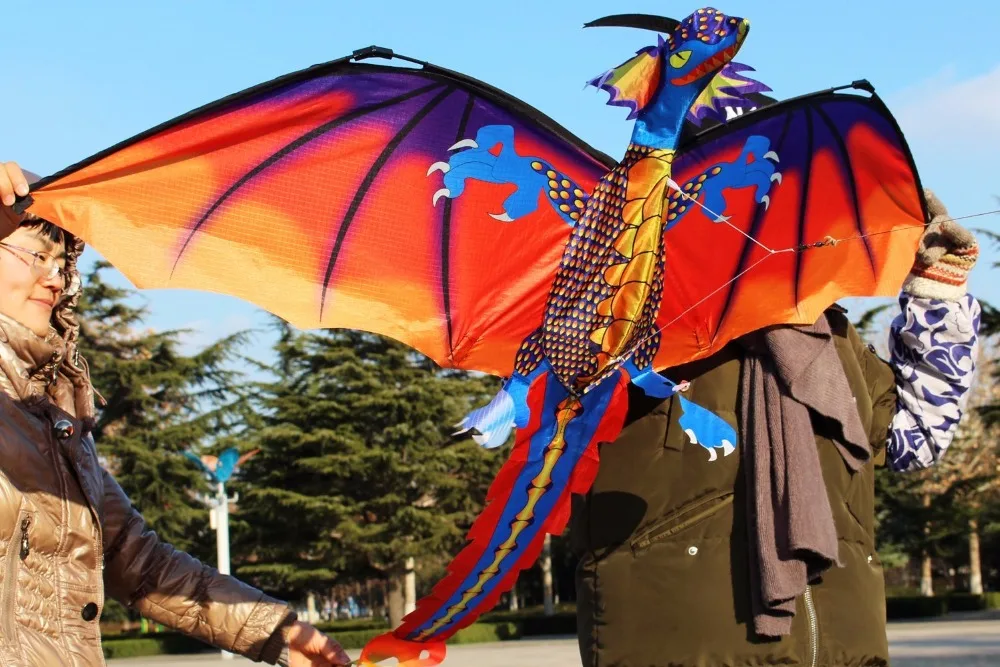 ใหม่คุณภาพสูงคลาสสิก Dragon Kite 140 ซม.x 120 ซม.สายหางพร้อมที่จับและสตริงดีบิน Kites จาก Hengda