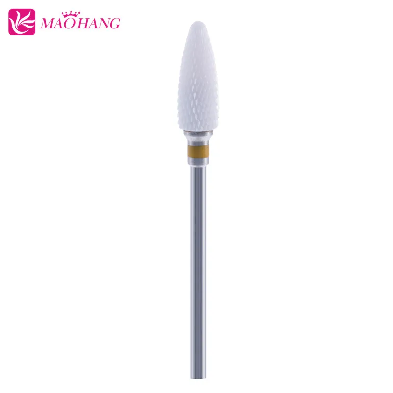 MAOHANG 1Pcs 3/32'' Ceramic Bullet Nail Drill Bit Mill Cutter For Electric Drill Manicure Pedicure Machine Nail File