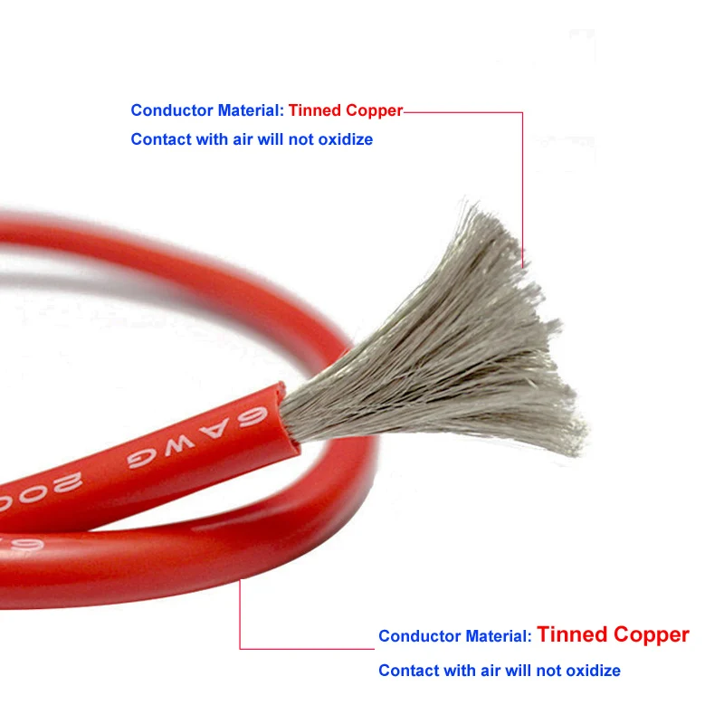 1 meter Red or Black Color Silicon Wire 6 AWG 6# 6AWG 8AWG Flexible Silicone Wire high temperature tinned copper cable